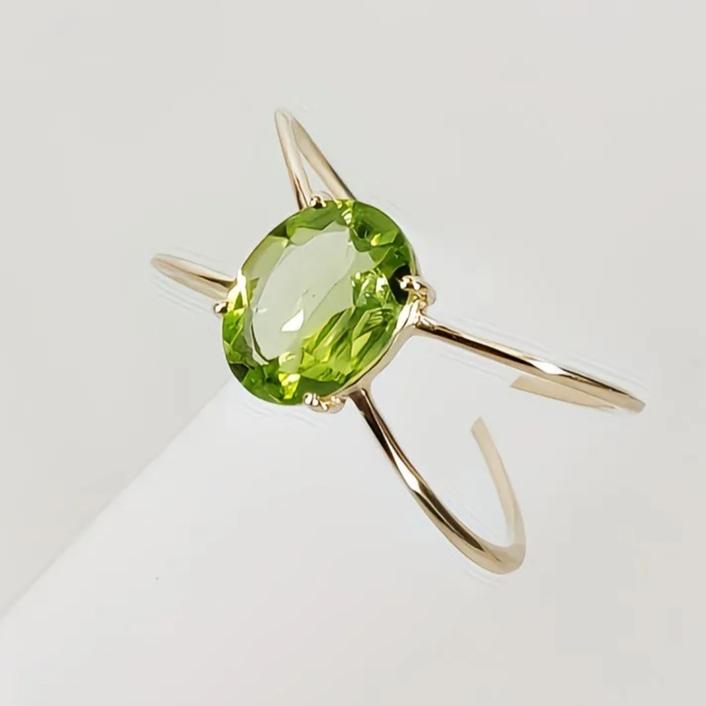 Gold Peridot Gemstone Ring